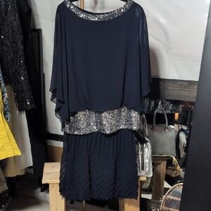 Joseph Ribkoff Navy and Silver Skirt